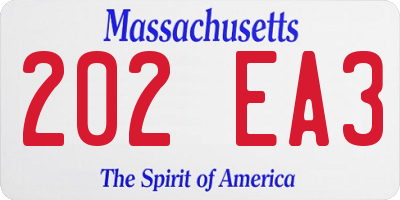 MA license plate 202EA3