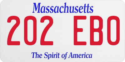 MA license plate 202EB0