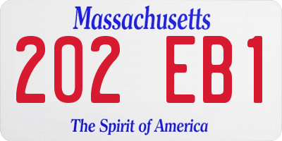 MA license plate 202EB1