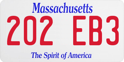 MA license plate 202EB3