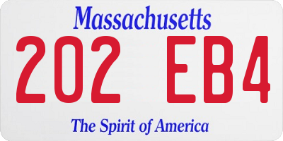 MA license plate 202EB4
