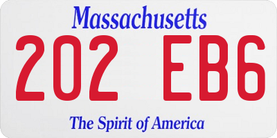 MA license plate 202EB6