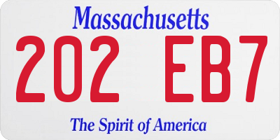 MA license plate 202EB7