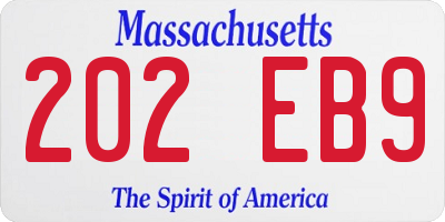 MA license plate 202EB9