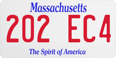 MA license plate 202EC4