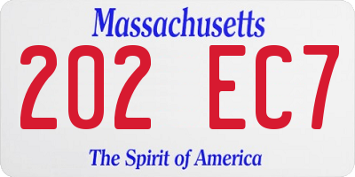 MA license plate 202EC7