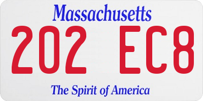MA license plate 202EC8