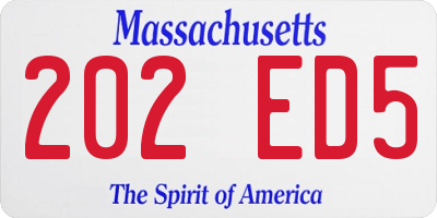 MA license plate 202ED5