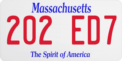 MA license plate 202ED7