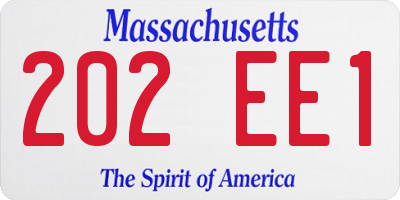 MA license plate 202EE1