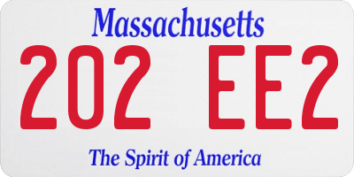MA license plate 202EE2