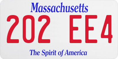 MA license plate 202EE4