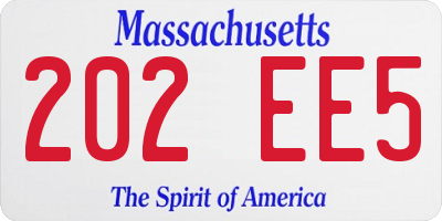 MA license plate 202EE5