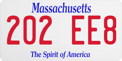 MA license plate 202EE8