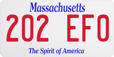MA license plate 202EF0