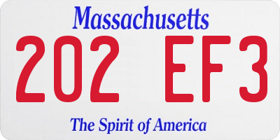 MA license plate 202EF3