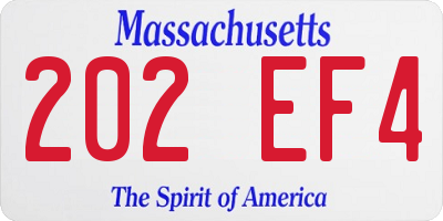 MA license plate 202EF4