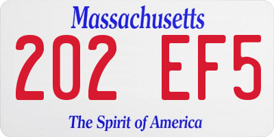 MA license plate 202EF5