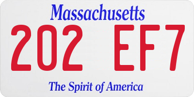 MA license plate 202EF7