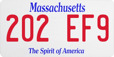 MA license plate 202EF9