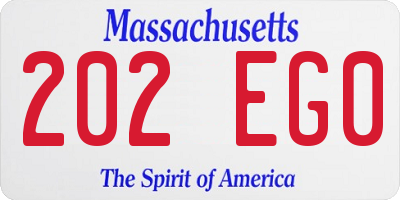 MA license plate 202EG0
