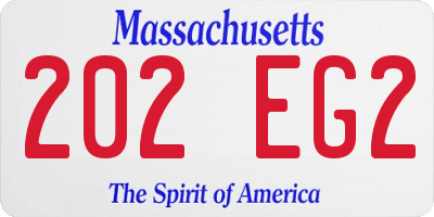 MA license plate 202EG2