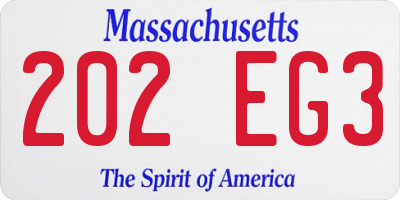 MA license plate 202EG3