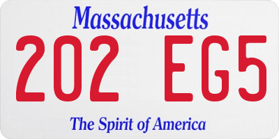 MA license plate 202EG5