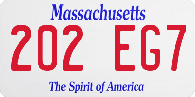 MA license plate 202EG7