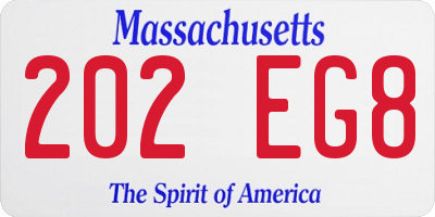 MA license plate 202EG8