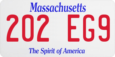 MA license plate 202EG9