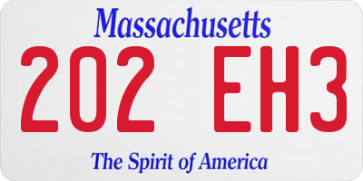 MA license plate 202EH3