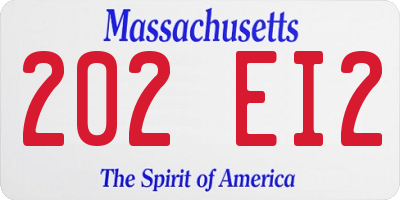 MA license plate 202EI2