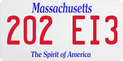 MA license plate 202EI3