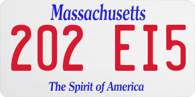 MA license plate 202EI5