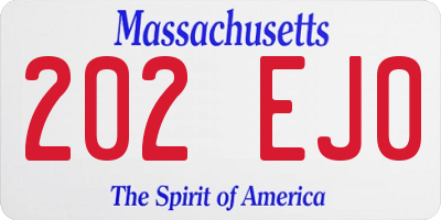 MA license plate 202EJ0