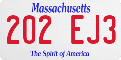 MA license plate 202EJ3