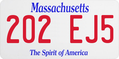 MA license plate 202EJ5