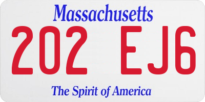 MA license plate 202EJ6