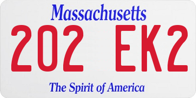 MA license plate 202EK2