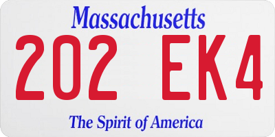MA license plate 202EK4