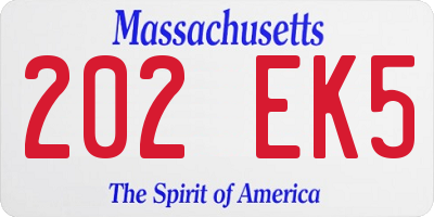 MA license plate 202EK5
