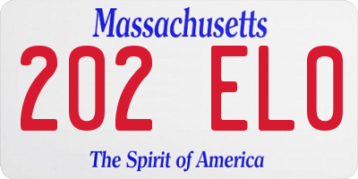 MA license plate 202EL0