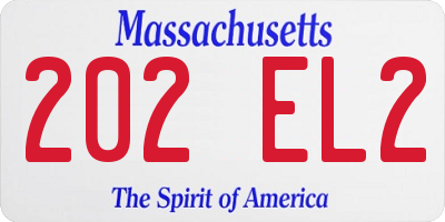 MA license plate 202EL2