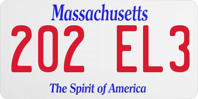 MA license plate 202EL3