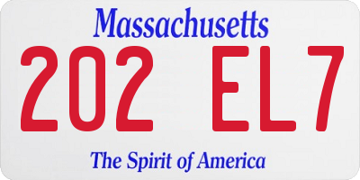 MA license plate 202EL7