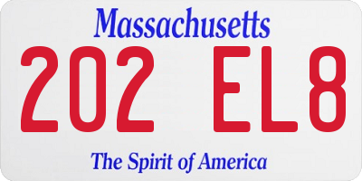 MA license plate 202EL8