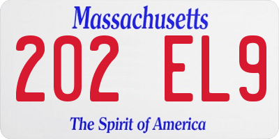 MA license plate 202EL9
