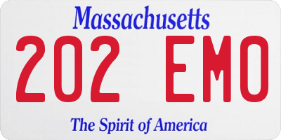 MA license plate 202EM0