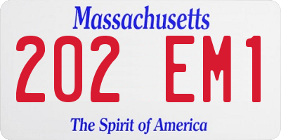 MA license plate 202EM1